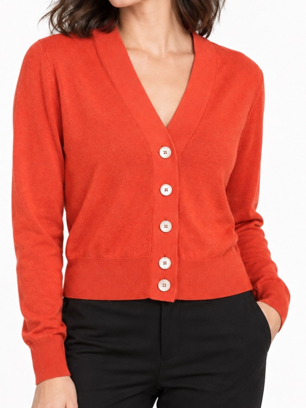 J.Crew Orange Cotton Blend Button Front Cardigan Sweater Size M